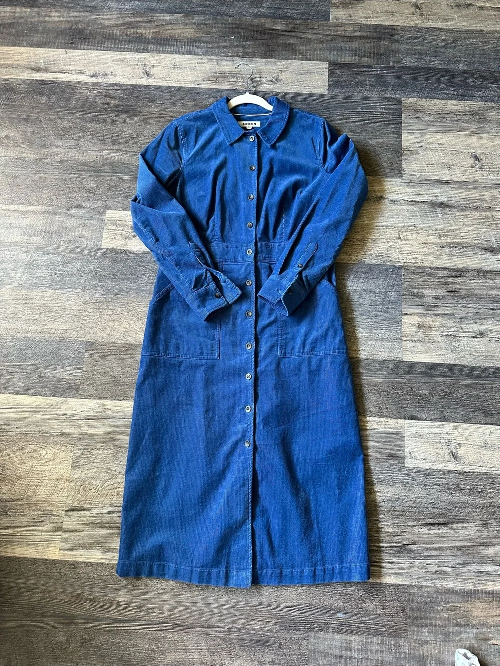 Boden Navy Button-Front Long Sleeve Midi Dress - Picture 1 of 10